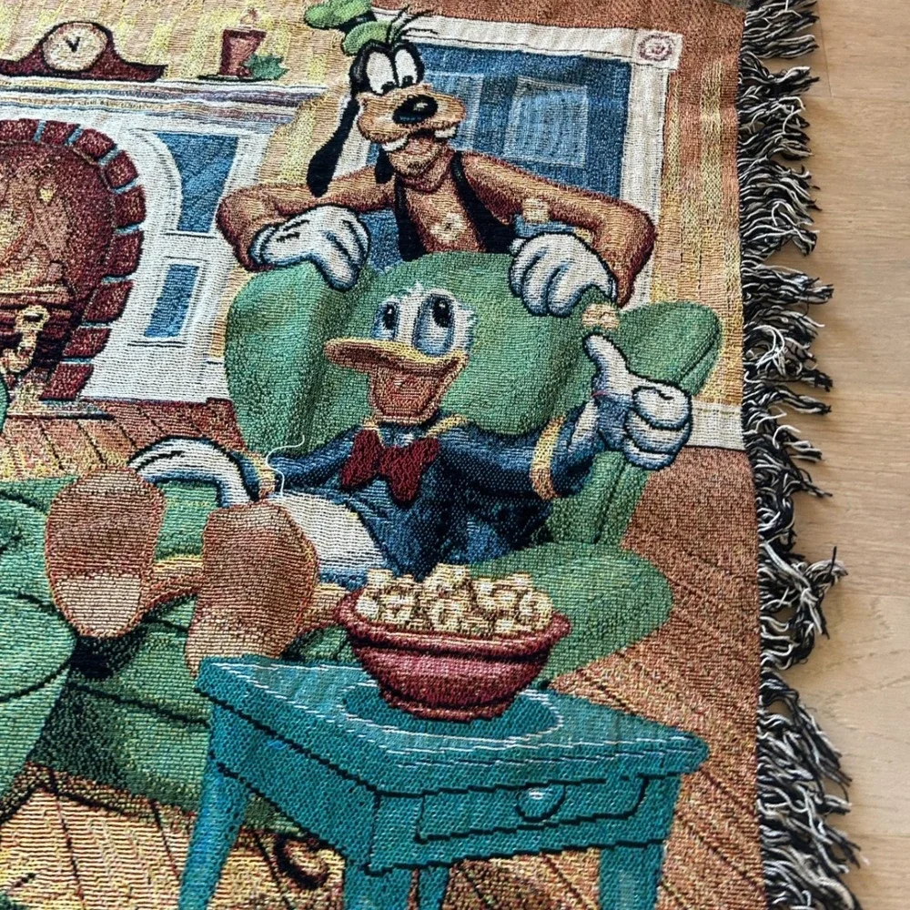 Disneyland Resort Woven Tapestry Throw Blanket Mickey Minnie Donald Goofy Pluto